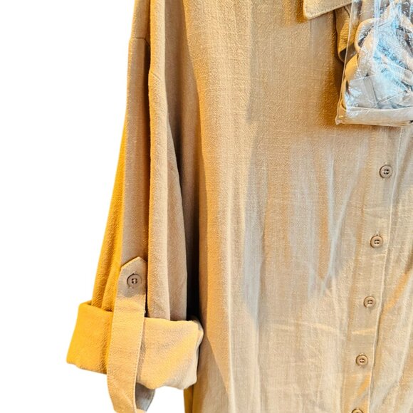BTFBM Brand Tan Button-Down Shirtdress-NWT Size o/s - Picture 3 of 7